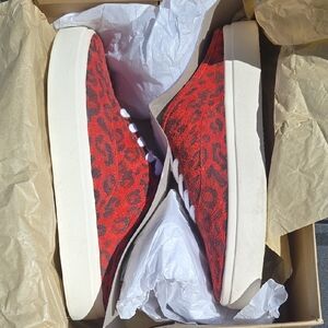 Red Leopard Print Sneakers